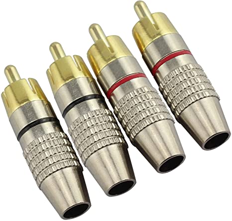 E-outstanding 4PCS RCA Male Plug Adapter Audio Video Phono Gold Plated Connector 6mm