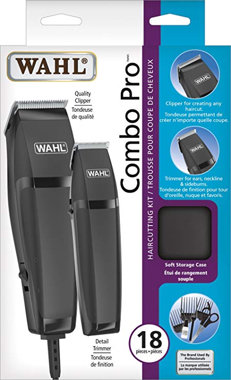 Wahl combo pro 18 piece haircutting kit with ergonomic clipper includes soft storage case, 1.56 Pounds