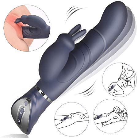 G-spot Rabbit Vibrator for Clitoris Stimulation, Rechargeable Waterproof Dildo Vibrator with 10 Powerful Vibration Modes Dual Motors Clit Vagina Stimulator Sex Toy for Women, Couples