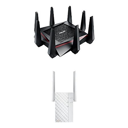 ASUS RT-AC5300 Wireless AC5300 Tri-Band Gigabit Router, AiProtection with Trend Micro for Complete Network Security & ASUS Repeater/Access Point/Media Bridge (RP-AC56)