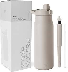 Simple Modern Filtered Water Bottle | Insulated Stainless-Steel Carbon Filter Travel Water Bottles | Reusable for Clean Drinking Water On The Go | 34oz, Almond Birch