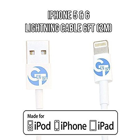 Apple iphone 5 & 6 Lightning Cable 6ft (2m) USB Fast Sync Charger with Premium Cord & Connector for Apple iphone 5 & 6 Accessories,(ios Compatible) iphone, Ipad Air/Mini Unlimited!