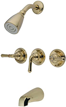 Kingston Brass GKB232 Magellan Tub and Shower Faucet with Three Handles, Polished Brass