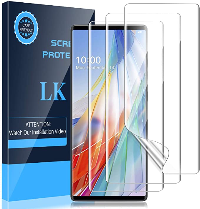 LK 3 Pack Screen Protector Compatible with LG Wing 5G, in-Display Fingerprint Support, Maximum Coverage HD Clear Flexible TPU Film