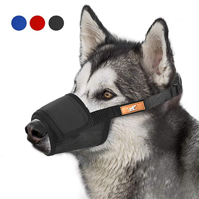 Soft Dog Muzzle Cover with Dogs Hook & Loop for Small,Medium and Large Dogs, Anti Biting and Chewing, Adjustable, Breathable