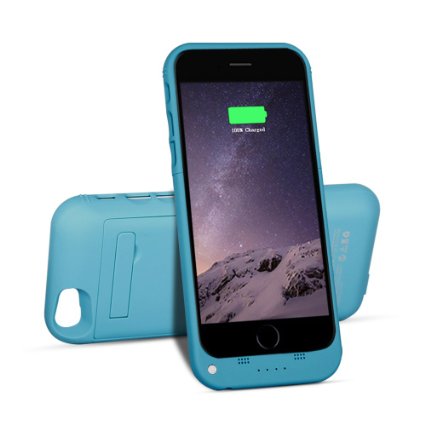 Btopllc Battery Charger Cases Power Bank for iPhone 6/6s, 3500mAh Portable Cell Phone Battery Charger Case Back Up Power Bank Rechargeable with Stand 4.7 Inches Battery Case-Blue
