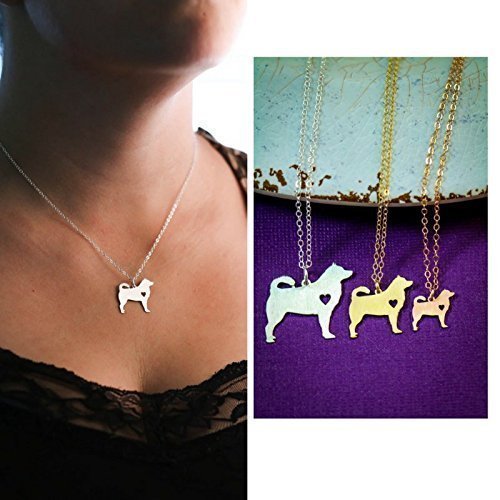 Siberian Husky Dog Necklace - Alaskan - IBD - Personalize with Name or Date - Choose Chain Length - Pendant Size Options - Sterling Silver 14K Rose Gold Filled Charm - Ships in 2 Business Days