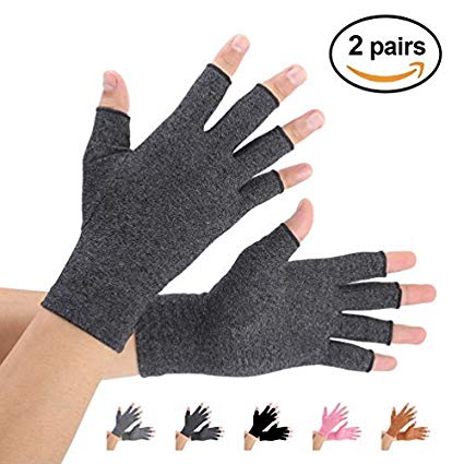 Arthritis Gloves 2 Pairs, Compression Gloves Support and Warmth for Hands, Finger Joint, Relieve Pain from Rheumatoid, Osteoarthritis, RSI, Carpal Tunnel, Tendonitis, Women and Men (Black, Small)
