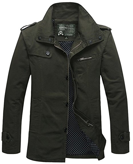 HengJia Men's Fall Fashion Field Coat Casual Outerwear Jacket Military Jacket