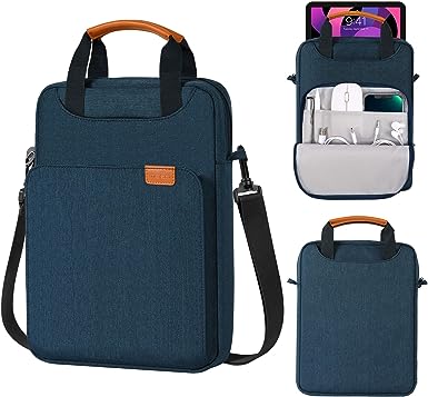 MoKo 9-11 Tablet Shoulder Sleeve Bag, Fits iPad Pro 11 2021-2018, iPad 10.2, iPad Air 4 10.9, iPad 9.7, Surface Go 3/2, Galaxy Tab A 10.1, Polyester Bag with Concealed Hand Strap, Indigo