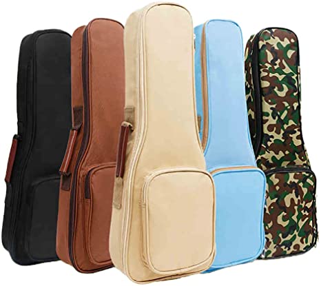 ZEALUX A series of colors Adjustable Shoulder Strap 10MM Sponge Fill Ukulele Case Bag & Uke Case (21 in, Beige)