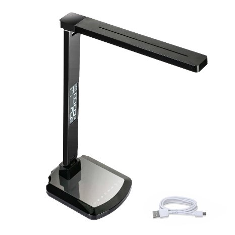 Etekcity Dimmable LED Folding Desk Lamp, 4 Lighting Modes (Reading/Study/Relaxation/Sleep)，5-Level Dimmer，1-Hour Auto Timer, Eye-care, Multifunctional Book Light, 5V/2A USB Charging Port, Black