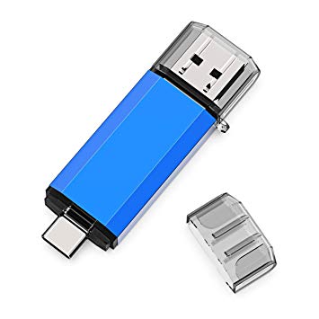 KALSAN 128GB USB Flash Drive, Type C Dual USB Disk(USB-A 3.0/Type C 3.0), High Speed 128GB Thumb Drive 128GB USB Pen Drive for Type C Smartphones, Tablets, PC, New MacBook-Blue