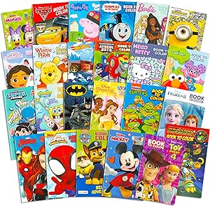 24 Pack Small Coloring Books for Kids Ages 4-8, 2-4 - Bulk Coloring Bundle Classroom Rewards, Prizes, PreK Kindergarten Party Favors with Disney, Nick, More | Mini Activity Books for Boys, Girls