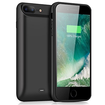 iPhone 8 Plus 7 Plus Battery Case, Feob 7200mAh Battery Pack for 8 Plus Extended Portable Battery Charging Case for iPhone 7 Plus/8 Plus Power Juice Pack-5.5" Black