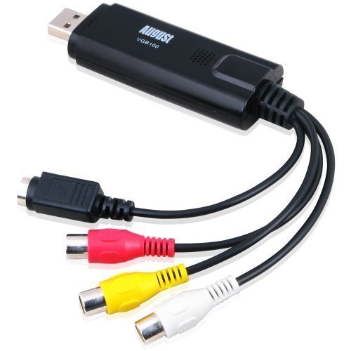 August VGB100 USB 20 Video Capture Device Card - Grabber Lead to Convert VHS  S Video  RGB via USB Transfer Cable - For Windows 7  Vista  XP