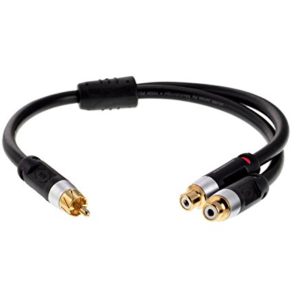 Mediabridge ULTRA Series RCA Y-Adapter (12 Inches) - 1-Male to 2-Female for Digital Audio or Subwoofer - (Part# CYA-1M2F-P )