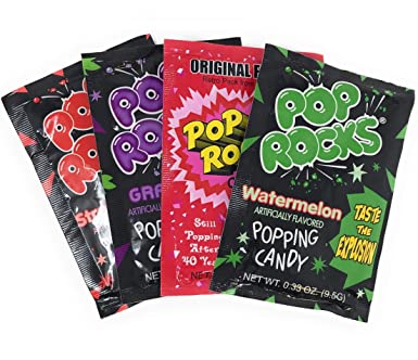 Pop Rocks Candy Variety 20 Pack 4 Flavor Assortment Strawberry, Cherry, Watermelon, Grape