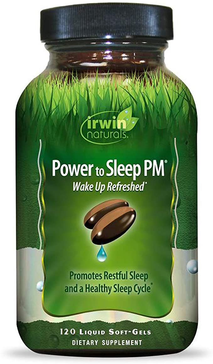 Irwin Naturals Power to Sleep PM - Relaxing Blend of Melatonin, GABA, Ashwagandha, Valerian, L-Theanine & More - Calm Mind & Body - 120 Liquid Softgels