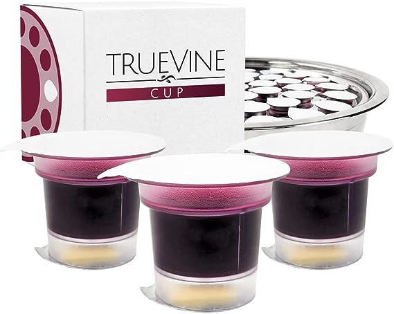 TrueVine Cup Prefilled Communion Cups and Wafer Set Top and Bottom - Bread & Juice Sets (100 Count (Pack of 1))