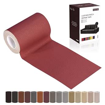 Leather Repair Patch Tape, Claret Burgundy 3 x 61 Inches Self Adhesive Leather Repair Kit for Furniture, Car Seat,Vinyl Leather Repair Kit for Office Chairs, Couch, Sofa, Luggage