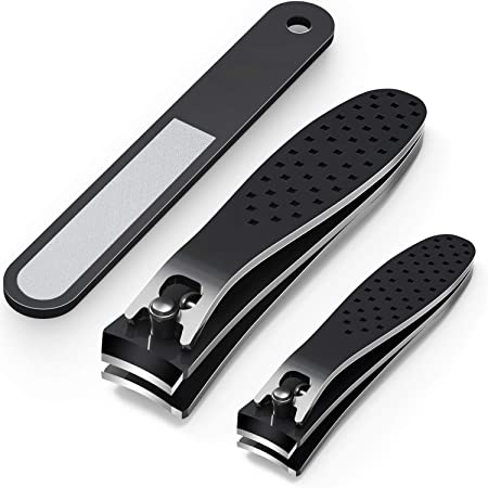 Nail Clipper Set – 3 PCS Stainless Steel Fingernails and Toenails Clippers & Nail File Sharp Nail Cutter with File for Women and Men