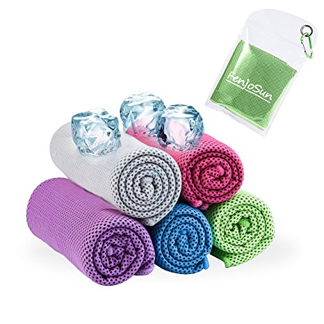 Cooling towel, FenjoSun Cool towel Ice for Instant Relief for Travel Sports Gym Beach Camping Golf Cycling Mountaineering Hiking Easy Carrying