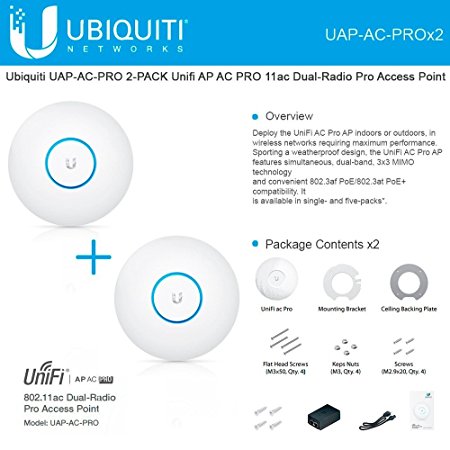 Ubiquiti UAP-AC-PRO 2-PACK Unifi AP AC PRO 11ac Dual-Radio Pro Access Point