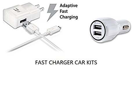 Samsung S7 Edge S7 S6 S6 Edge Note 2 Note 4 LG G4 Combo Kits {Wall charger + Dual port Car charger + USB Cable} Adaptive Fast Charging for up to 50% faster charging