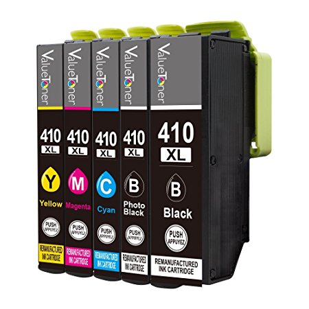 Valuetoner Remanufactured Ink Cartridge Replacement For Epson 410 410XL (1 Black/1 Photo Black/1 Cyan/1 Magenta/1 Yellow) 5 Pack High Capacity for Epson Expression XP-530 XP-630 XP-635 XP-640 XP-830