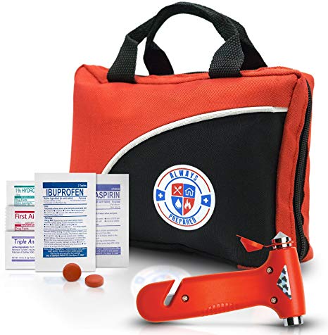 Ultra-Light and Small 100-Piece First Aid Kit w Unique Items Durable Nylon Case - Ideal for the Car Kitchen School Camping Hiking Travel Office Sports Hunting and Home Emergency and Survival