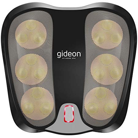 Gideon Shiatsu Foot Massager with Soothing Heat - 18 Deep Kneading Massaging Nodes - Perfect for Relaxation, Plantar Fasciitis, Heal Spur and Other Foot Pain Relief for Home & Office Use