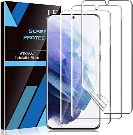 LK 3 Pack Screen Protector Compatible with Samsung Galaxy S21 5G 6.2-inch, Positioning Tool, in-Display Fingerprint Support, Maximum Coverage, Flexible TPU Film