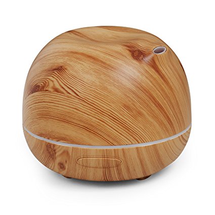 Aroma Essential Oil Diffuser,300ml Ultrasonic Cool Mist Humidifier with Changing Colored LED Lights Waterless Auto Shut-off and Adjustable Mist mode for Air-conditioned room Yoga Spa -Wood Grain