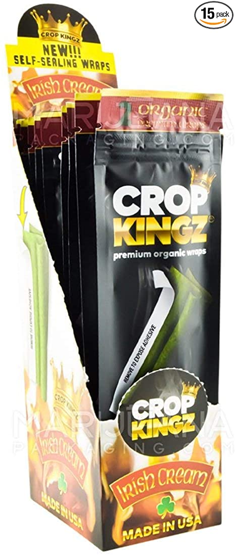 Crop Kingz Premium Organic Wraps - Self Sealing Wrap -15 Pack Display, 2 Rolls Per Pack (Irish Cream)