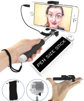 Selfie Stick, [Battery-Free] 5-in-1 Monopod with Mirror & Remote & Selfie Flash App | iPhone 6 Plus, Iphone 6 Galaxy S6 S5 GoPro POV Pole Camera | Get the Smallest Selfie Stick on the Market NOW!