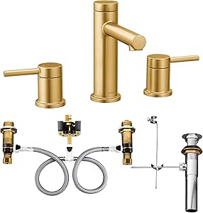 Moen T6193BG-9000 Align Two-Handle Widespread Bathroom Faucet with Valve, Brushed Gold