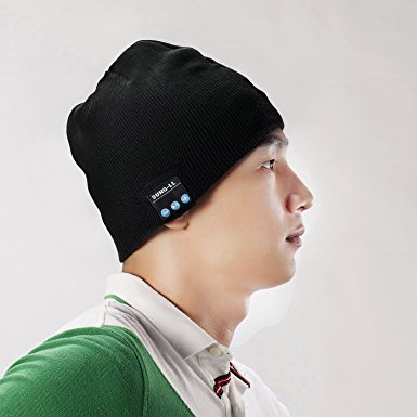 Sung-ll Soft and Warm Hat Wireless Beanie with Bluetooth Smart Cap Speaker Micro Headphone (Black)
