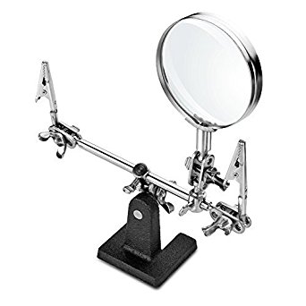 Helping 3rd Hand Magnifier Tool Soldering Iron Base Stand with Vise Clamp & 3x Magnifying Glass Precision Useful to Electrician Engineers Jewelers for Hobbies and Jewelry by Flexzion
