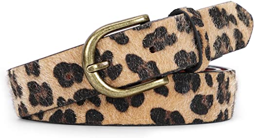 JASGOOD Leopard Print Leather Belt for Women Jeans Pants Waist Belt for Dresses