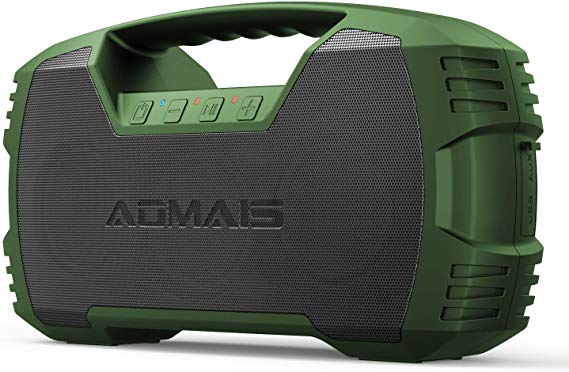 AOMAIS GO Bluetooth Speakers, IXP7 Waterproof, Outdoor 40W Wireless Stereo Pairing Booming Bass Speaker, Bluetooth 5.0, 30-Hour Playtime with 8800mAh Power Bank, Durable for Everywhere (Green)