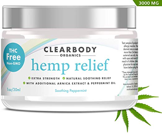 Premium Hemp Pain Relief Cream- Extra Strength 3000mg Medical Grade Rub for Arthritis, Back, Knee, Joint, Nerve & Muscle Pain, Inflammation- with Natural Peppermint Oil, Arnica Extract & Aloe- 1oz
