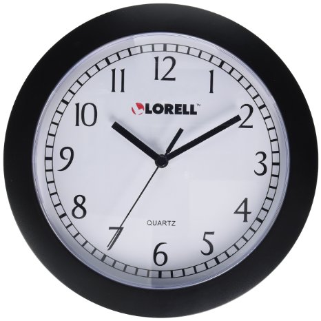 Lorell Wall Clock with Arabic Numerals 9-Inch White DialBlack Frame
