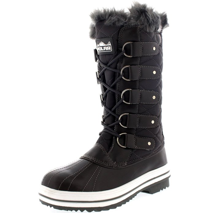 Womens Snow Boot Nylon Tall Winter Snow Waterproof Fur Lined Warm Rain Boot