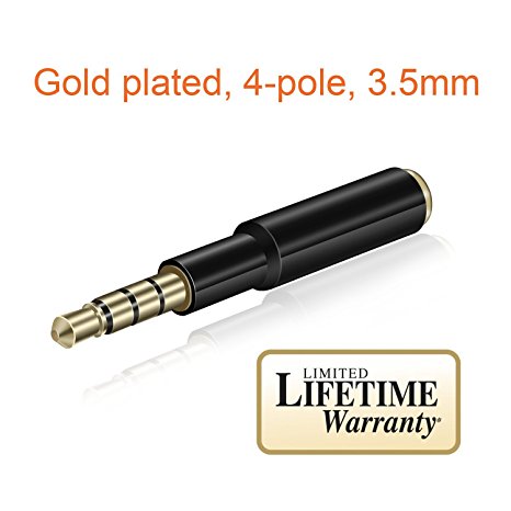 MobilePal ProofFit 1.7-Inch Headset Audio Jack Extender for iPhone and Android with Gold Plated 4-Pole 3.5mm Connectors [Lifetime Warranty] (Black)