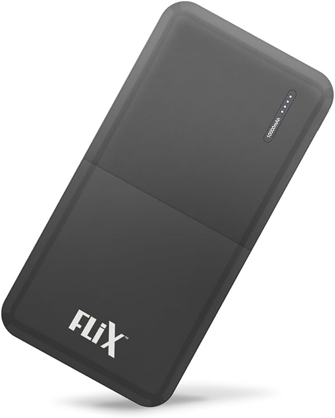 FLiX(Beetel) New Launch PowerXtreme 10000mAh 12W Slim Power Bank, USB C/Micro USB Input, Dual USB A Output, Compatible with iPhone 14 13 12 11 Samsung S22 S23 S21 Google Pixel 7 Oneplus, Black