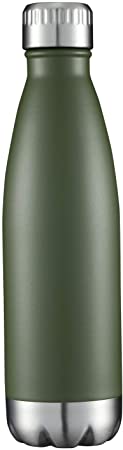 HASLE OUTFITTERS 17oz Double Wall Cola Shape Modern Sleek Water Bottle Keeps Beverages Hot & Cold BPA Free Perfect for Camping Hiking Adventure Activity(Army Green, 1P)