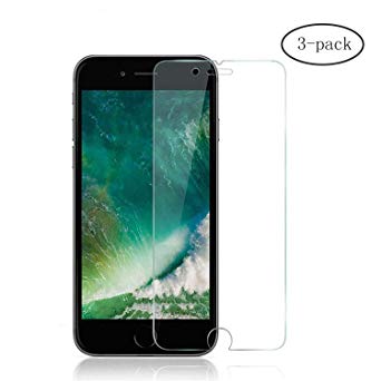 [3-Pack] iPhone 8, 7, 6, Tempered Glass Clear Sreen Protector, No Bubble Not Full Coverage Screen Protector for iPhone 8, 7, 6[Cover Flat Area]