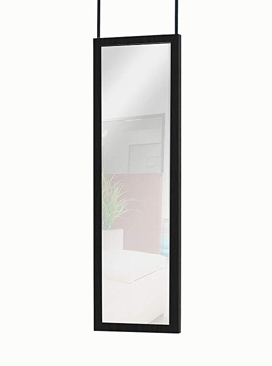 Mirrotek Door Hanging Mirror, 14" x 42", Black
