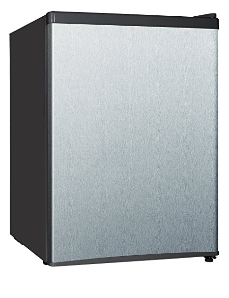 Midea WHS-87LSS1 Compact Single Reversible Door Refrigerator and Freezer, 2.4 Cubic Feet, Stainless Steel